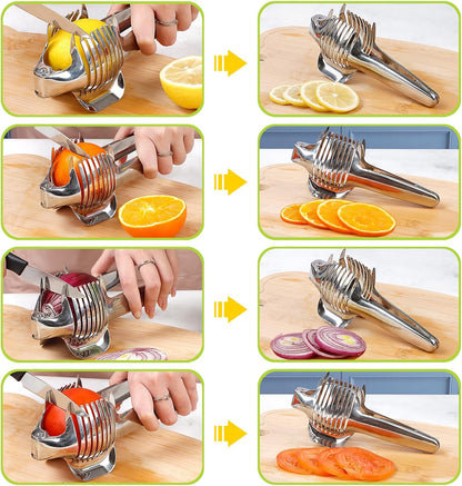 Tomato Slicer Lemon Cutter Holder for Slicing, Stainless Steel Onion Slicer Holder for Slicing, Vegetable Cutter for Tomato, Lemon
