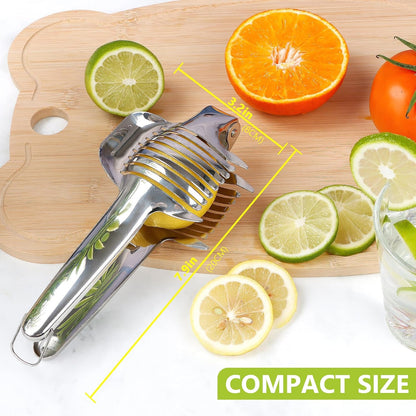 Tomato Slicer Lemon Cutter Holder for Slicing, Stainless Steel Onion Slicer Holder for Slicing, Vegetable Cutter for Tomato, Lemon