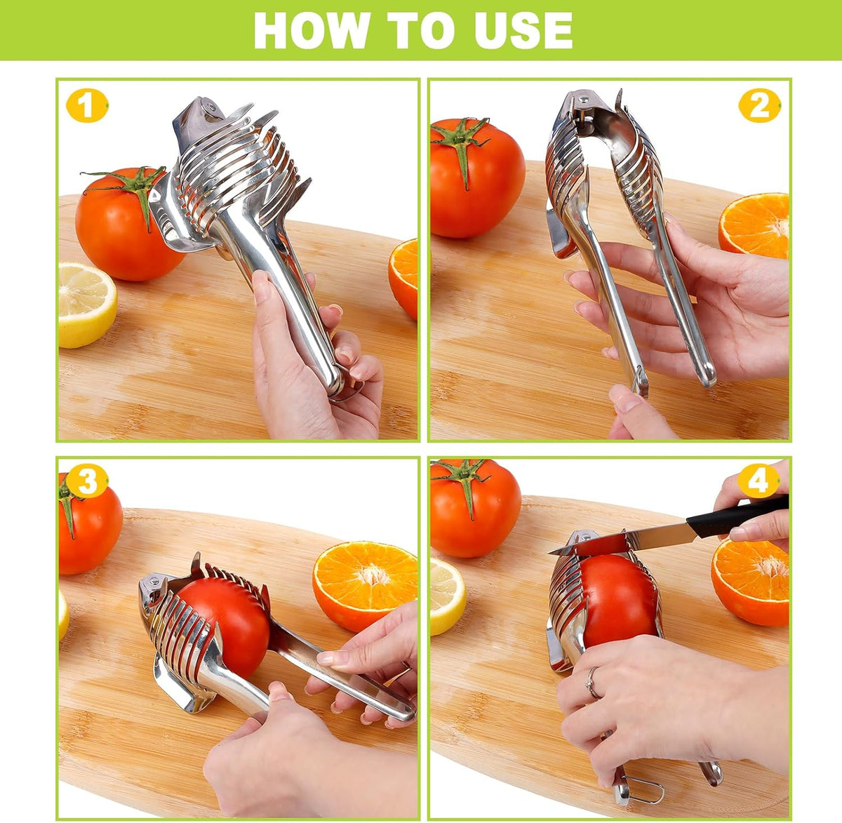 Tomato Slicer Lemon Cutter Holder for Slicing, Stainless Steel Onion Slicer Holder for Slicing, Vegetable Cutter for Tomato, Lemon