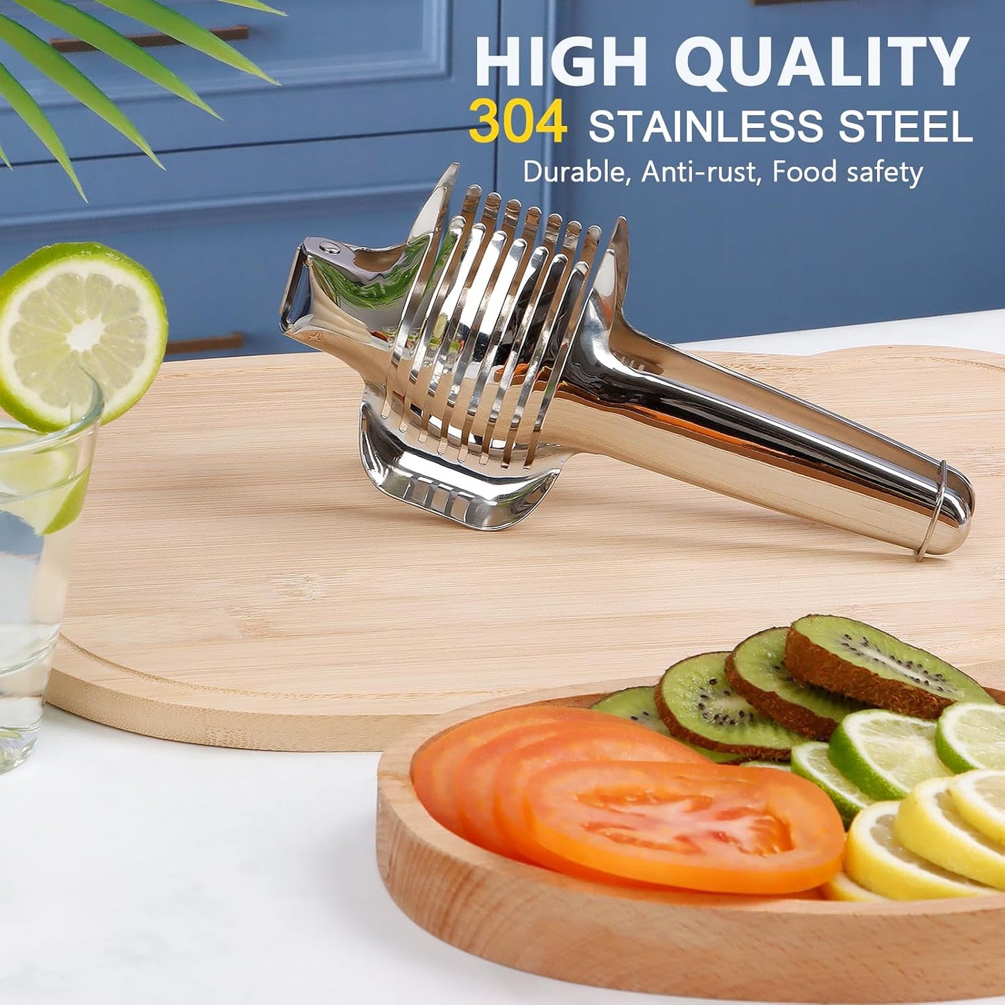 Tomato Slicer Lemon Cutter Holder for Slicing, Stainless Steel Onion Slicer Holder for Slicing, Vegetable Cutter for Tomato, Lemon