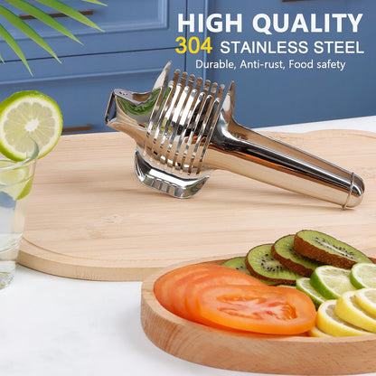 Tomato Slicer Lemon Cutter Holder for Slicing, Stainless Steel Onion Slicer Holder for Slicing, Vegetable Cutter for Tomato, Lemon