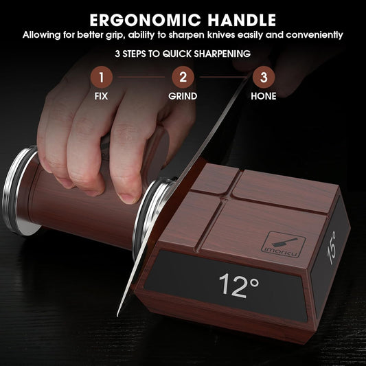 Rolling Knife Sharpener,Magnetic 4-Angle Knife Sharpening Tool,Gift | Dual Replaceable 2 Diamond Discs(400&1000 grit),Safe Downward Blade Design,Durable ABS Body, Easy Rolling Operation