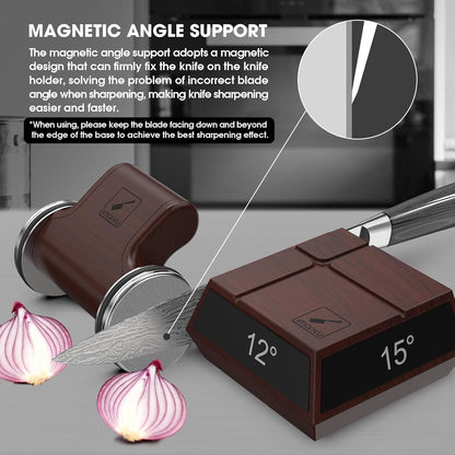 Rolling Knife Sharpener,Magnetic 4-Angle Knife Sharpening Tool,Gift | Dual Replaceable 2 Diamond Discs(400&1000 grit),Safe Downward Blade Design,Durable ABS Body, Easy Rolling Operation