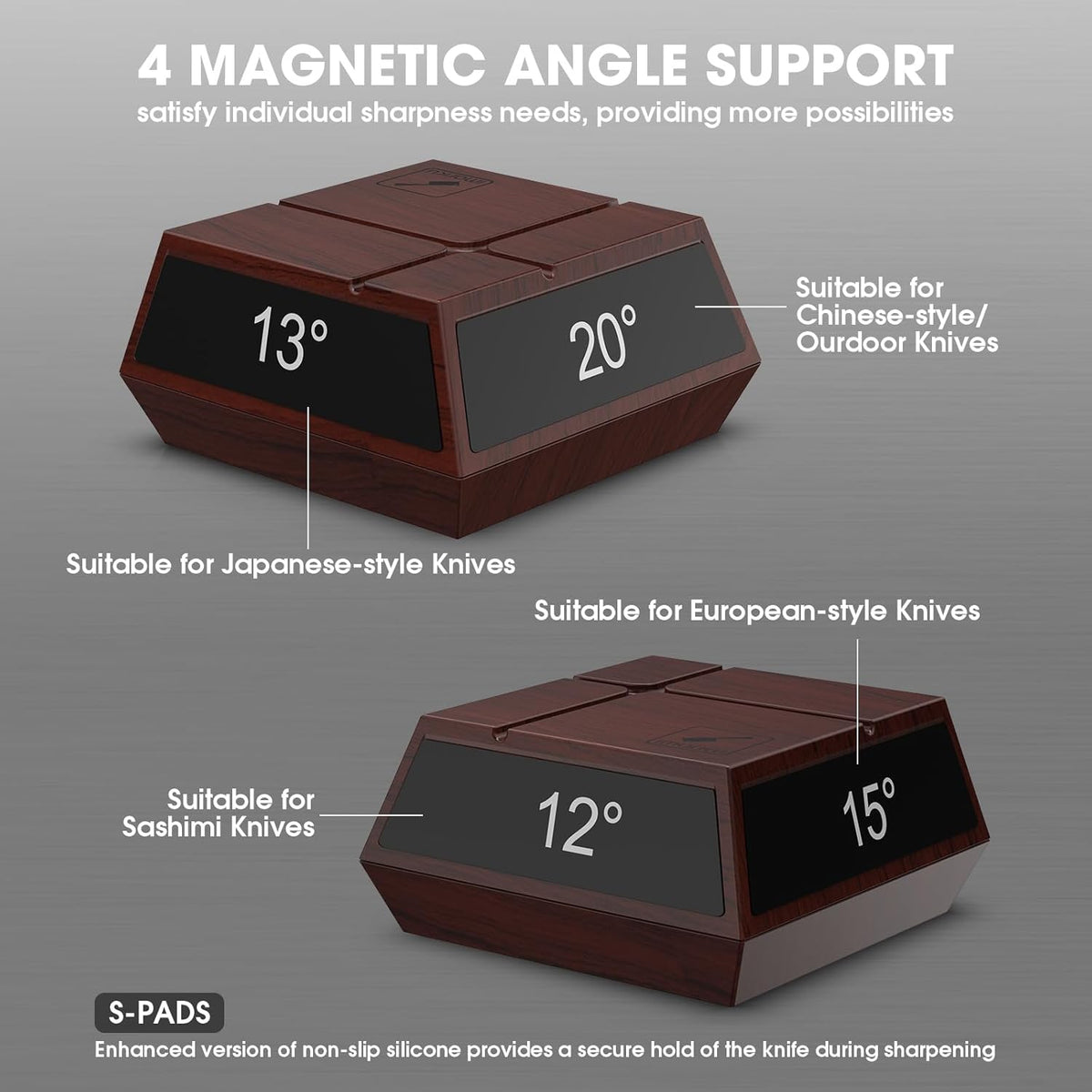 Rolling Knife Sharpener,Magnetic 4-Angle Knife Sharpening Tool,Gift | Dual Replaceable 2 Diamond Discs(400&1000 grit),Safe Downward Blade Design,Durable ABS Body, Easy Rolling Operation