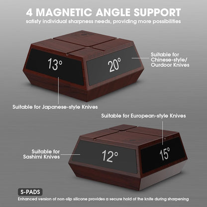 Rolling Knife Sharpener,Magnetic 4-Angle Knife Sharpening Tool,Gift | Dual Replaceable 2 Diamond Discs(400&1000 grit),Safe Downward Blade Design,Durable ABS Body, Easy Rolling Operation