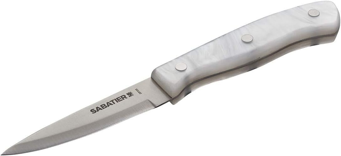 Triple Riveted Paring Knife, 3.5-Inch, High-Carbon Stainless Steel, Razor-Sharp Kitchen Knife to Cut Fruit, Vegetables and more, White