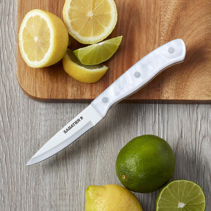 Triple Riveted Paring Knife, 3.5-Inch, High-Carbon Stainless Steel, Razor-Sharp Kitchen Knife to Cut Fruit, Vegetables and more, White