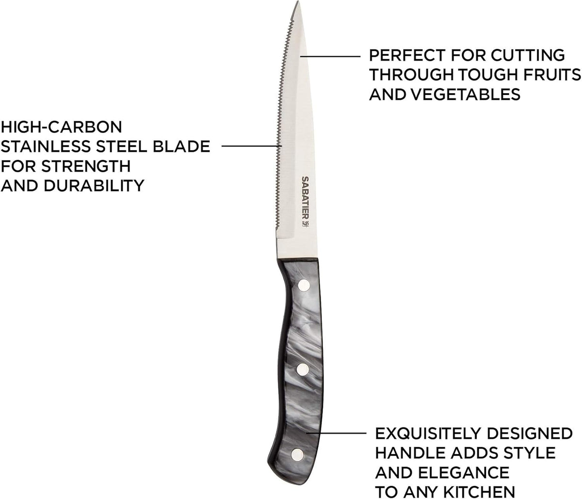 Triple Riveted Paring Knife, 3.5-Inch, High-Carbon Stainless Steel, Razor-Sharp Kitchen Knife to Cut Fruit, Vegetables and more, White
