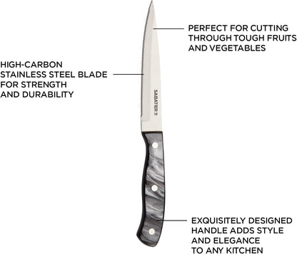 Triple Riveted Paring Knife, 3.5-Inch, High-Carbon Stainless Steel, Razor-Sharp Kitchen Knife to Cut Fruit, Vegetables and more, White