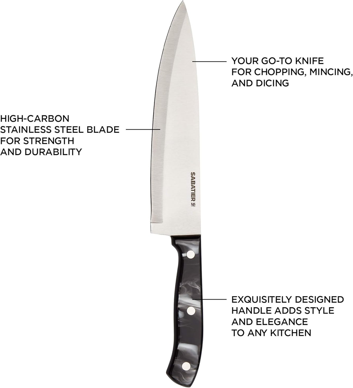 Triple Riveted Paring Knife, 3.5-Inch, High-Carbon Stainless Steel, Razor-Sharp Kitchen Knife to Cut Fruit, Vegetables and more, White
