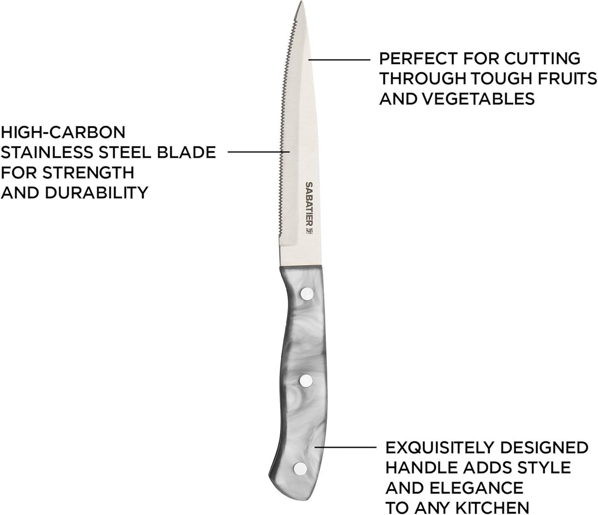 Triple Riveted Paring Knife, 3.5-Inch, High-Carbon Stainless Steel, Razor-Sharp Kitchen Knife to Cut Fruit, Vegetables and more, White