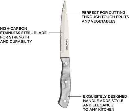 Triple Riveted Paring Knife, 3.5-Inch, High-Carbon Stainless Steel, Razor-Sharp Kitchen Knife to Cut Fruit, Vegetables and more, White