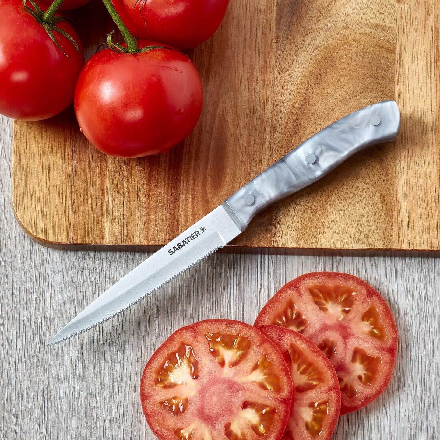 Triple Riveted Paring Knife, 3.5-Inch, High-Carbon Stainless Steel, Razor-Sharp Kitchen Knife to Cut Fruit, Vegetables and more, White