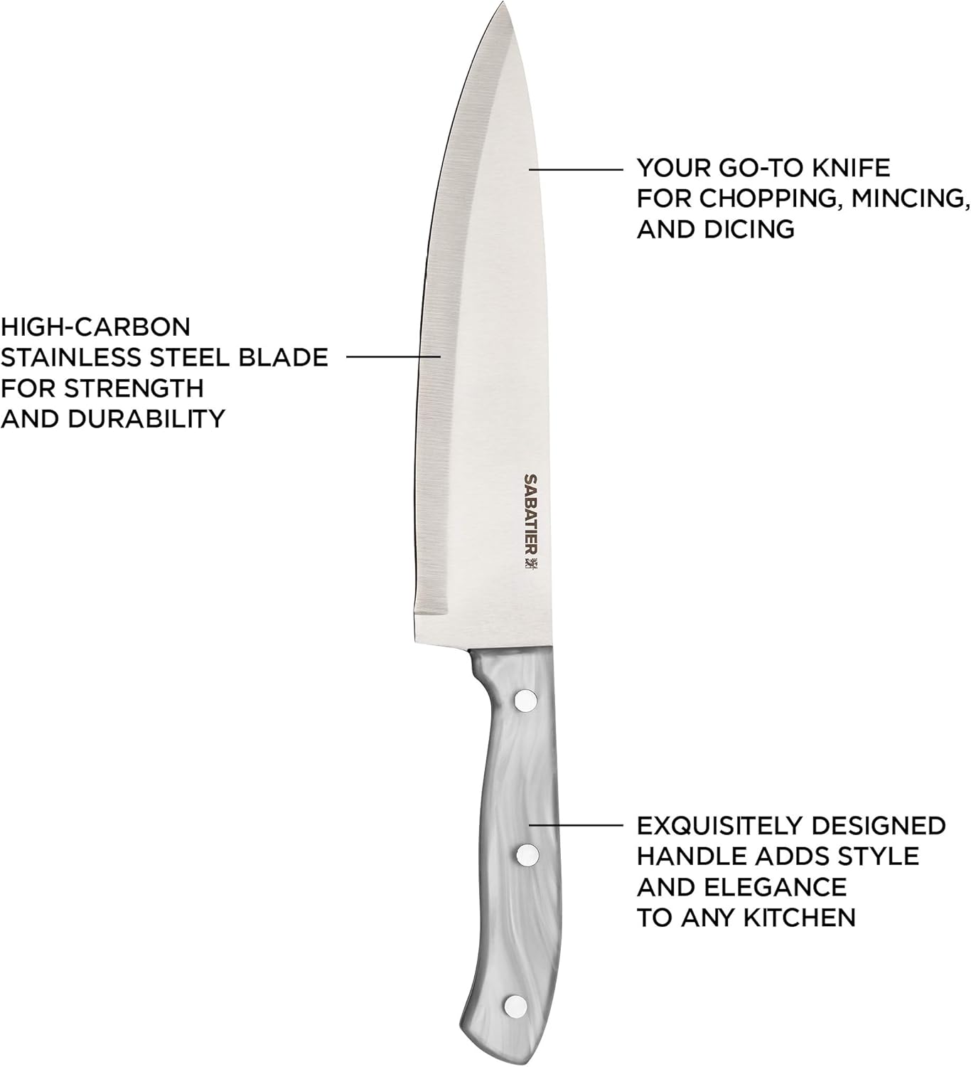 Triple Riveted Paring Knife, 3.5-Inch, High-Carbon Stainless Steel, Razor-Sharp Kitchen Knife to Cut Fruit, Vegetables and more, White
