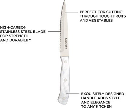 Triple Riveted Paring Knife, 3.5-Inch, High-Carbon Stainless Steel, Razor-Sharp Kitchen Knife to Cut Fruit, Vegetables and more, White