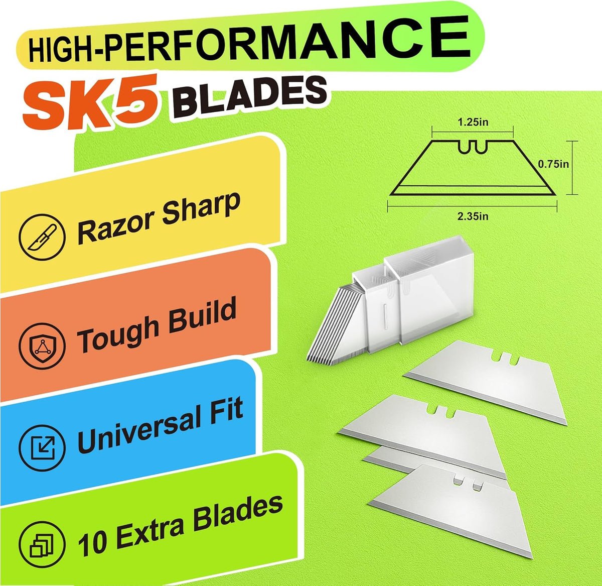 4 Pack Folding Utility Knife, Razor Knife for Cardboard, Box Cutter | Work knife cuts cardboard, carpet and plastic, Razor knife with pocket clip stays handy for packing, moving and DIY tasks