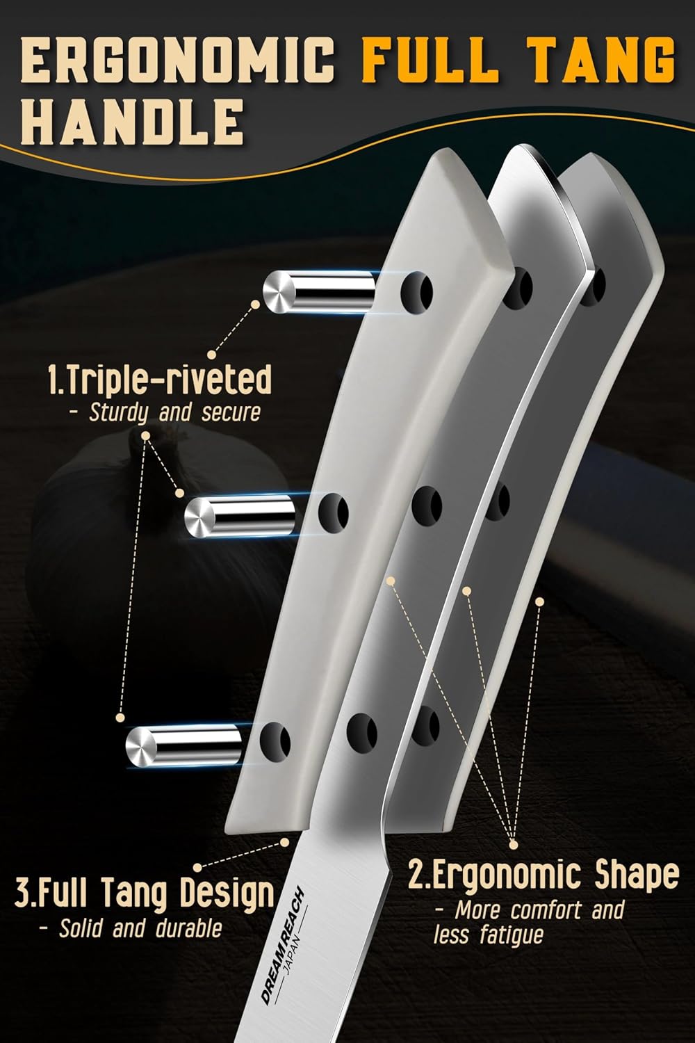 Steak Knife Set, Steak Knives Set of 4 Japanese Stainless Steel | Ultra Sharp Blades, Japanese Stainless Steel, Dishwasher Safe, Premium Gifts for Men and Women