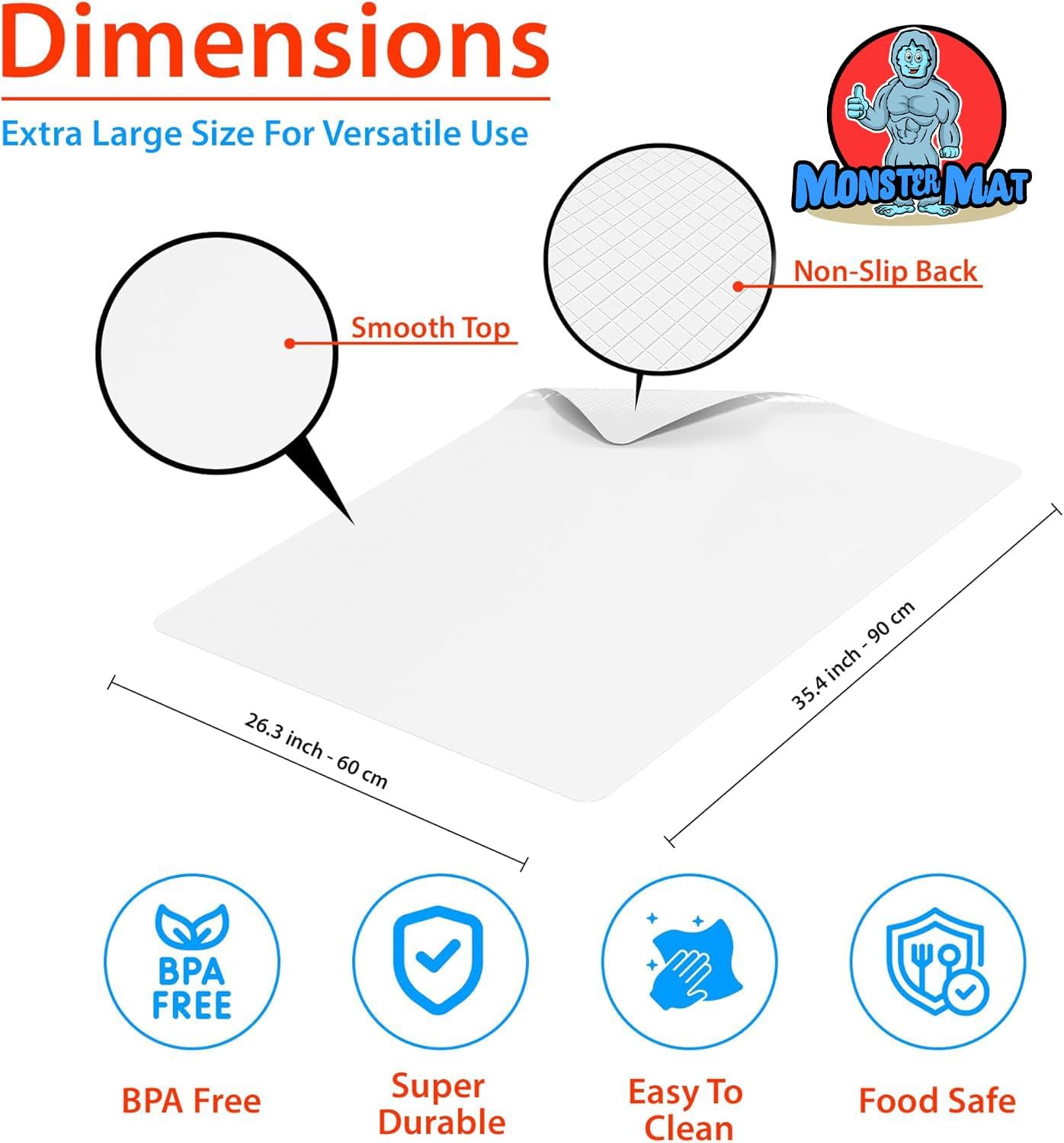 Extra Large Flexible Kitchen Mat – 23.4" x 35.6" x 0.08" – Ultra Thin Chopping Board, durable, Non-Slip, and Versatile Kitchen Extra Large Cutting Board and Craft Cutting Mat (1)