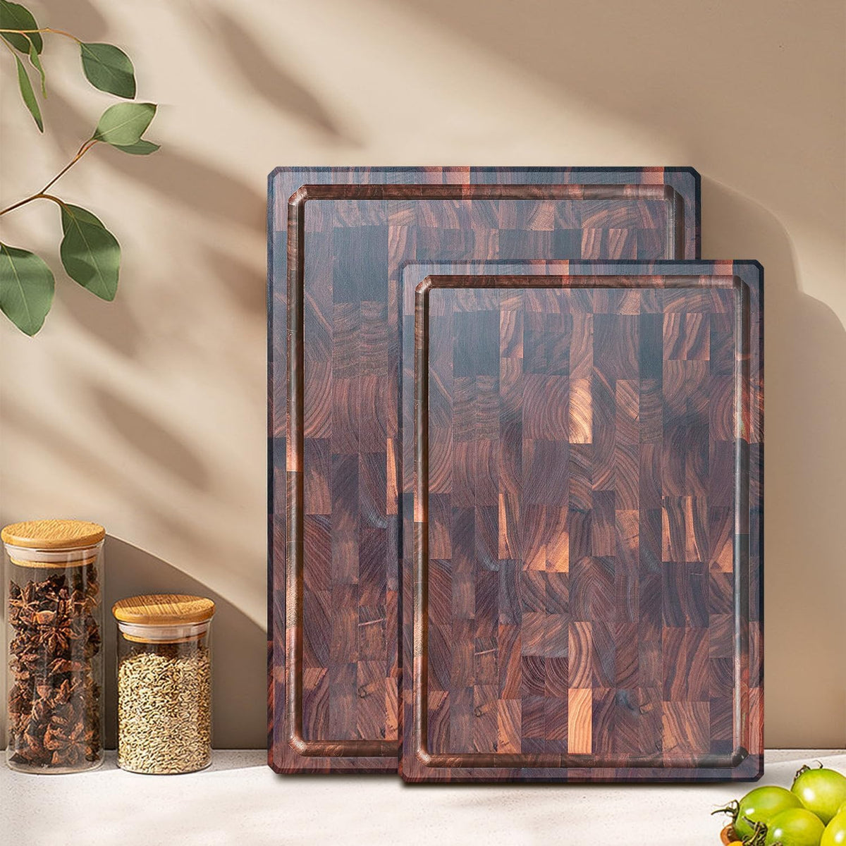 Large Black Walnut Cutting Board Premium Walnut Chopping Board for Kitchen with Juice Slot, Non-Slip Feet, (Large - 16.5x11.8x1 inches)