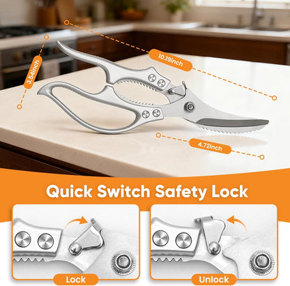 Kitchen Scissors Food Cutting: Heavy Duty Poultry Meat Shears | Stainless Steel All Purpose for Home Cooking & Restaurant