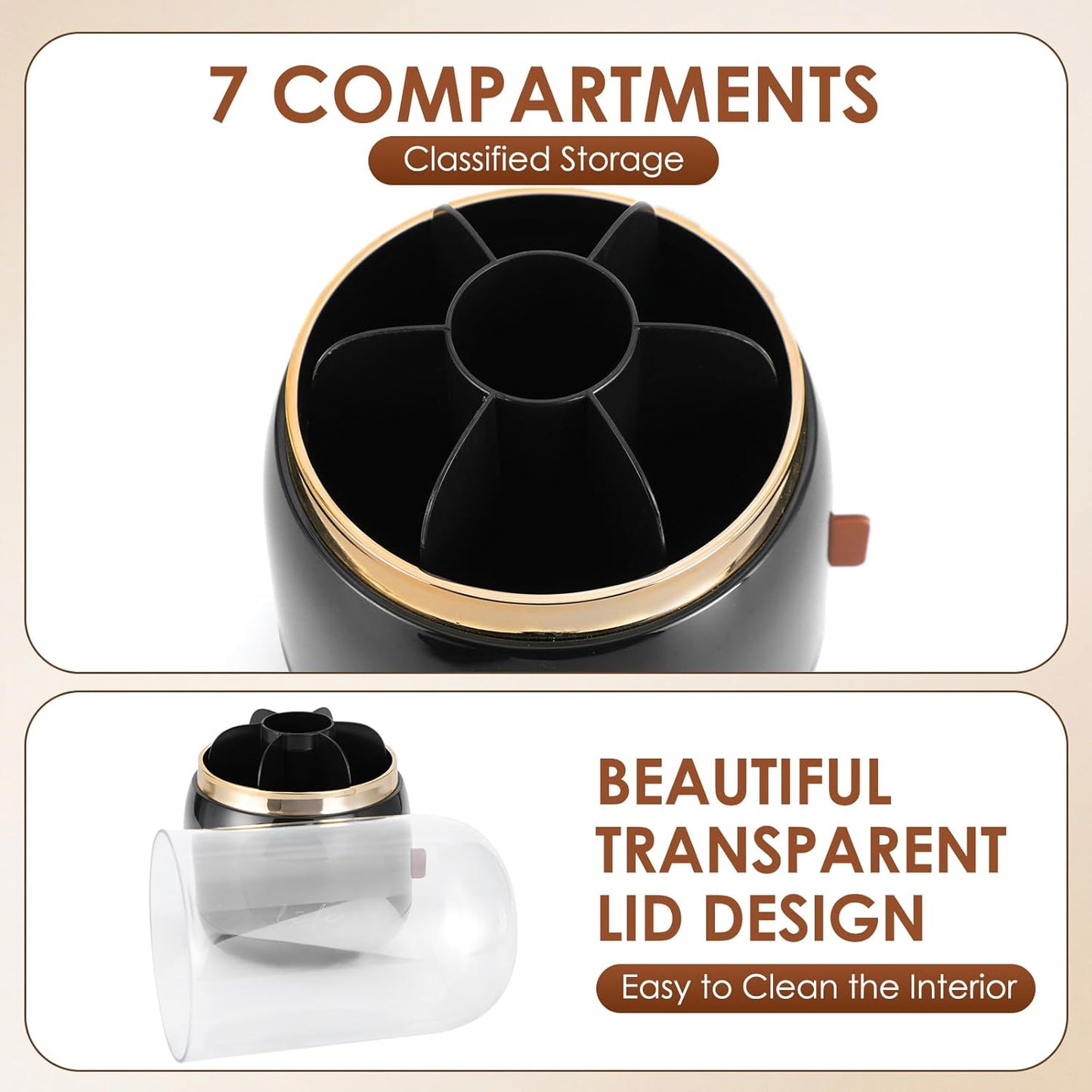 360° Rotation Silverware Organizer for Kitchen Counter,Utensil Holder Caddy Silverware Caddy Holder for Party,Spoon and Fork Organizer,7 Slots and Intermediate Drainage Device with Cover