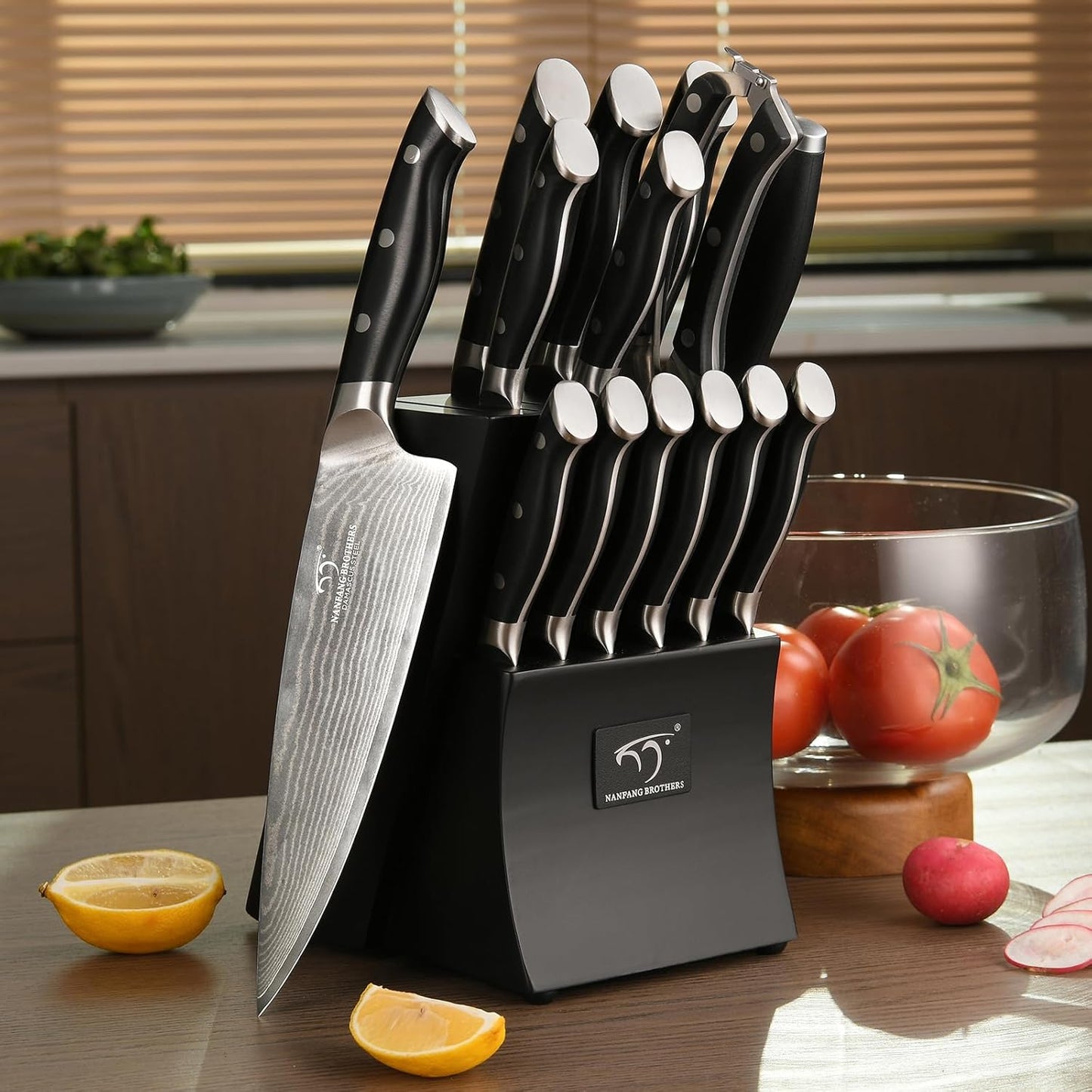 9 Pieces Damascus Kitchen Knife Sets with 67-Layer Japanese Damascus Steel, ABS Ergonomic Handle, Professional Ultra Sharp Knife Sets for Chefs with Beechwood Block