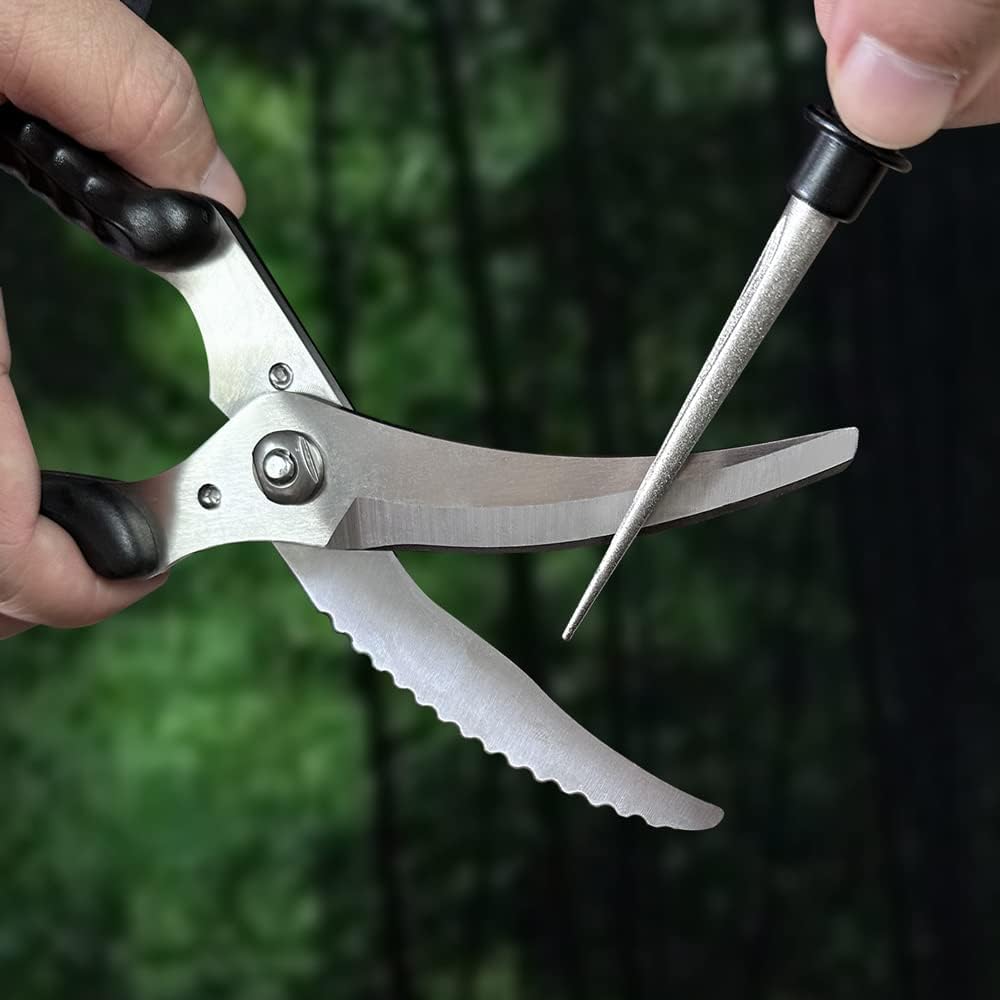 4.5" Tapered Diamond Knife Sharpener Rod with Fish Hook, Gut Hook and Needle Sharpener, Grit 320/600, 2 Packs with Fine and Coarse grits, Easy to Carry, Serrated knife sharpener