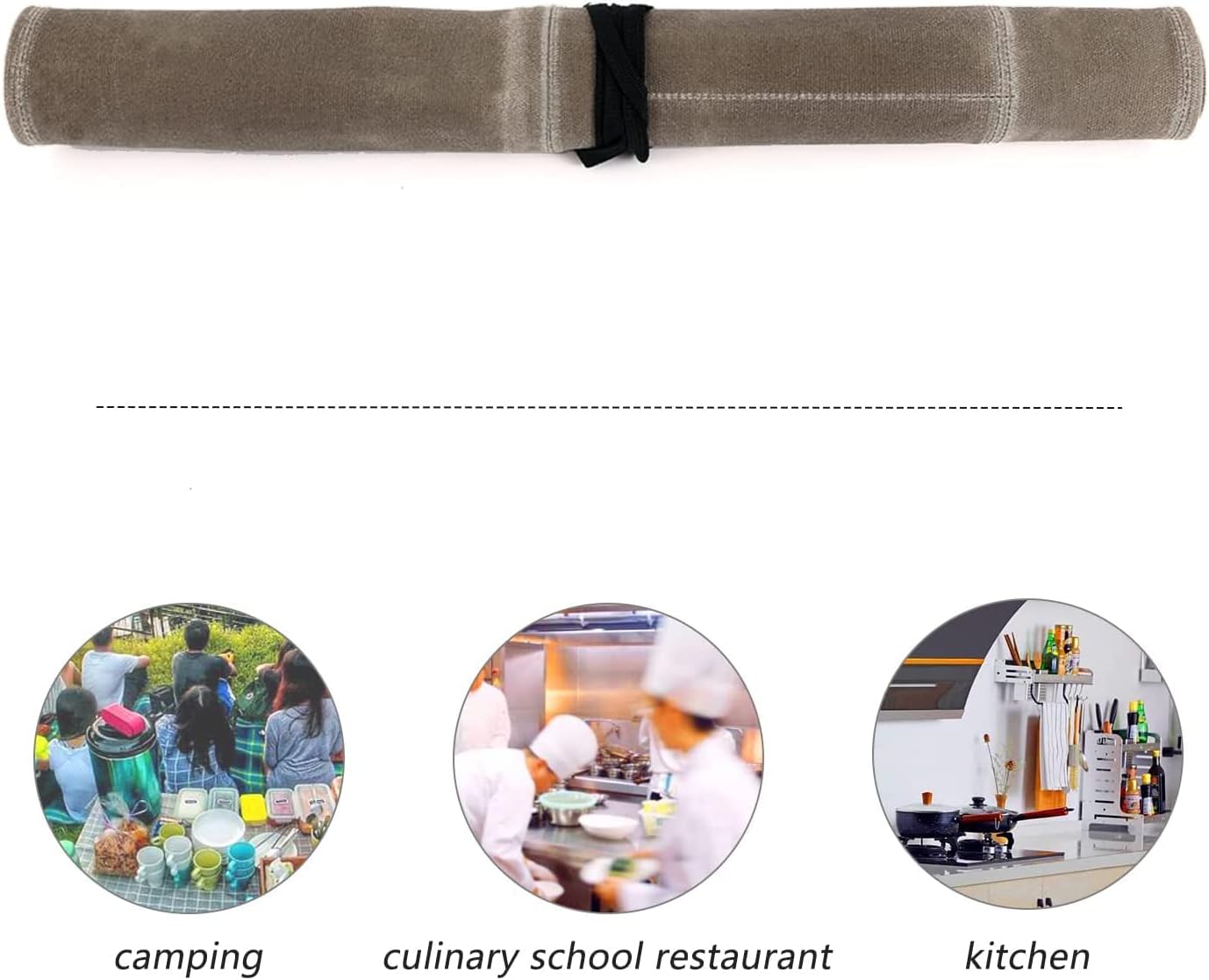 Waxed Canvas Chef Knife Roll Bag Case,Heavy Duty Knife Roll Bag Storage Knife Cutlery Tool Bag Case with 6 Slots Knife Cultery Carrier For Chefs