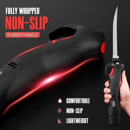 Fillet Knife - Electric Fillet Knife for Fish, Cordless Electric Knifes with Safe Lock, Non-Slip Grip Handle with 1 battery and 7"+9" blade