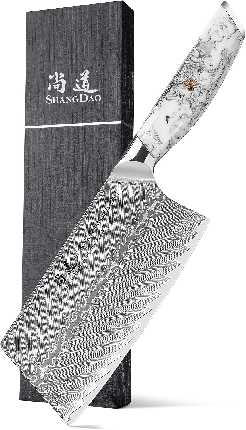 5 Inch Kitchen Utility Knife Razor Sharp Fruit and Vegetable Peeling Knives, Forged Damascus Steel with Blue and White Resin Handle - Full Tang - HUA Series