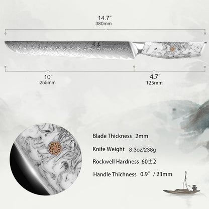 5 Inch Kitchen Utility Knife Razor Sharp Fruit and Vegetable Peeling Knives, Forged Damascus Steel with Blue and White Resin Handle - Full Tang - HUA Series