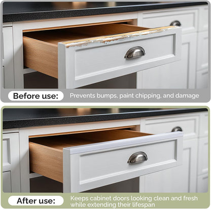 18" Length Cabinet Door Protector, 3/4" Thick, Transparent, 2 PCS | Snugly Fit, Flexible Slip-On, Plastic Cabinet Edge Guard Bumpers, Edge Protectors to Prevent Wear Chipping Discoloration