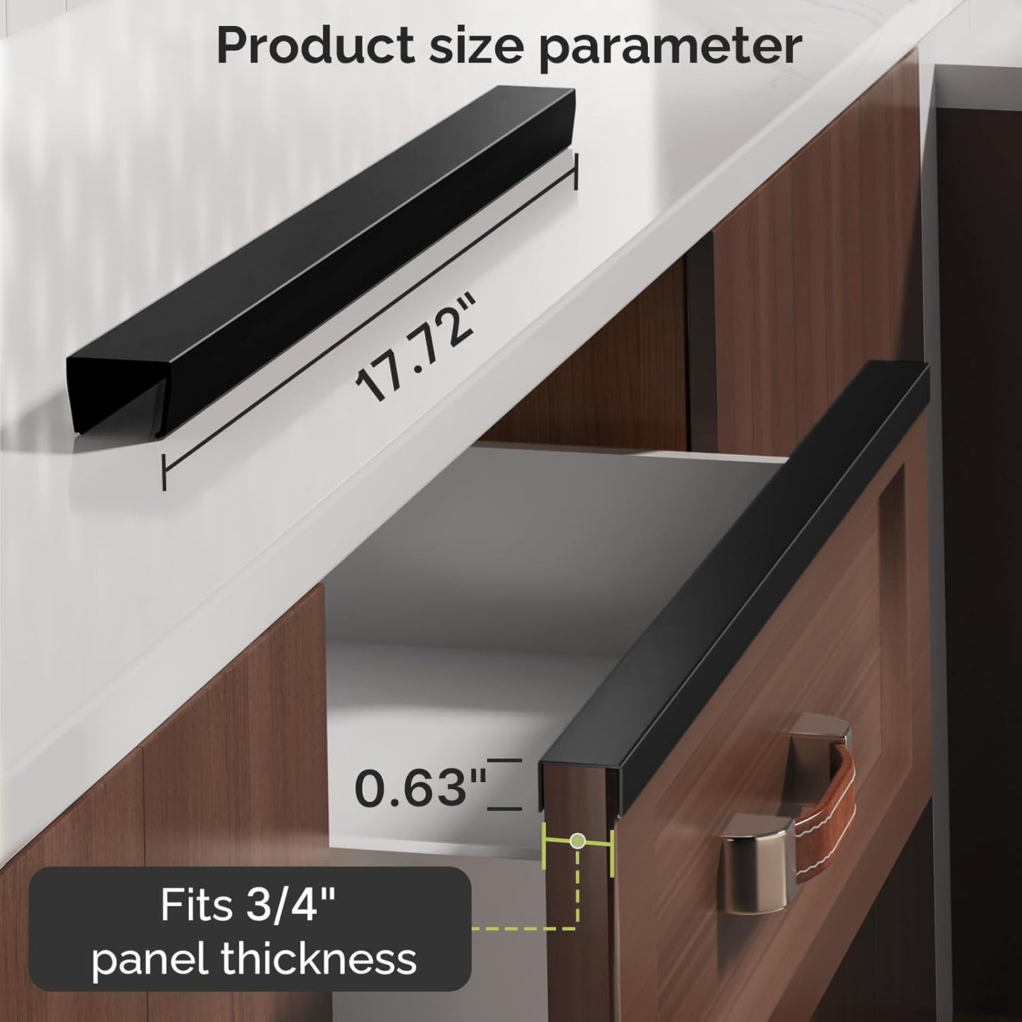 18" Length Cabinet Door Protector, 3/4" Thick, Transparent, 2 PCS | Snugly Fit, Flexible Slip-On, Plastic Cabinet Edge Guard Bumpers, Edge Protectors to Prevent Wear Chipping Discoloration