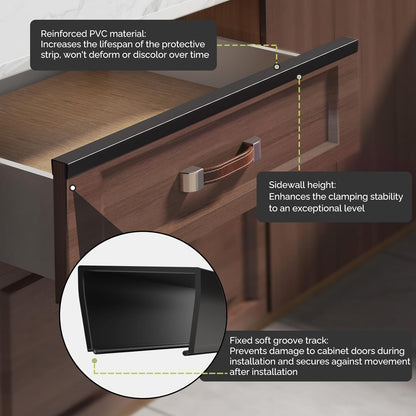 18" Length Cabinet Door Protector, 3/4" Thick, Transparent, 2 PCS | Snugly Fit, Flexible Slip-On, Plastic Cabinet Edge Guard Bumpers, Edge Protectors to Prevent Wear Chipping Discoloration
