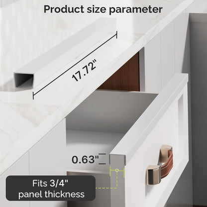 18" Length Cabinet Door Protector, 3/4" Thick, Transparent, 2 PCS | Snugly Fit, Flexible Slip-On, Plastic Cabinet Edge Guard Bumpers, Edge Protectors to Prevent Wear Chipping Discoloration