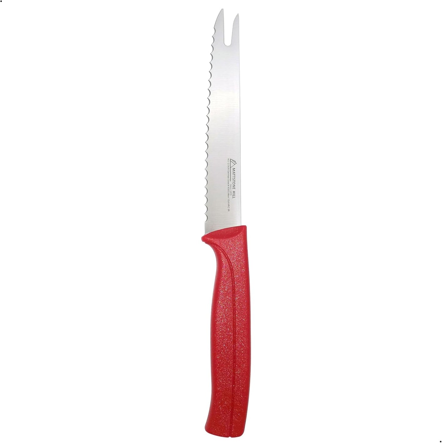 Tomato Knife, MATTSTONE HILL 5 Inch Serrated Kitchen Utility Knife, Red | German X50CrMoV15 Steel