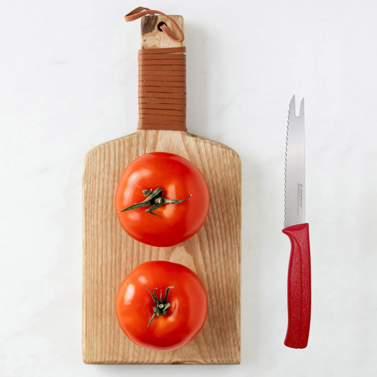 Tomato Knife, MATTSTONE HILL 5 Inch Serrated Kitchen Utility Knife, Red | German X50CrMoV15 Steel