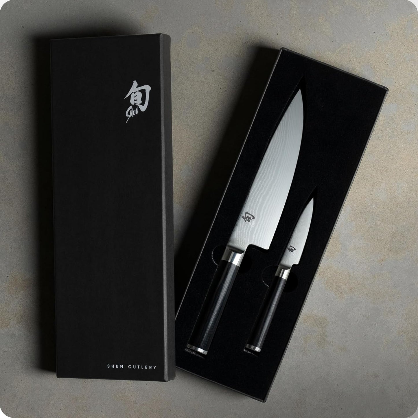 Classic 2 Piece Starter Set, Includes 8" Chef and 3.5” Paring Knives, Handcrafted Japanese Knife Set, VG-MAX Core with Damascus Stainless Steel Cladding, Pakkawood Handle