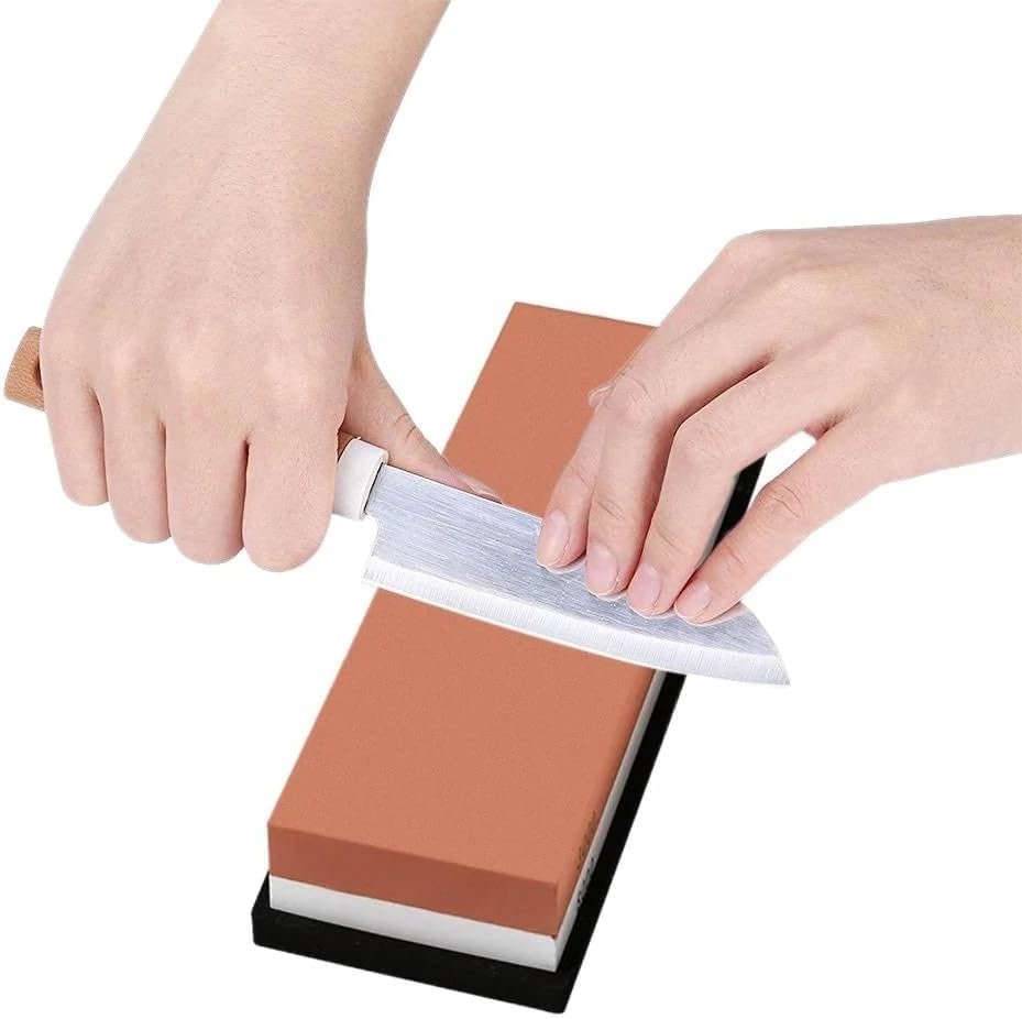 1000/4000 Grit Combination Whetstone, Two-Sided Knife Sharpener, 7-Inch Sharpening Stone, Plastic Stand Included