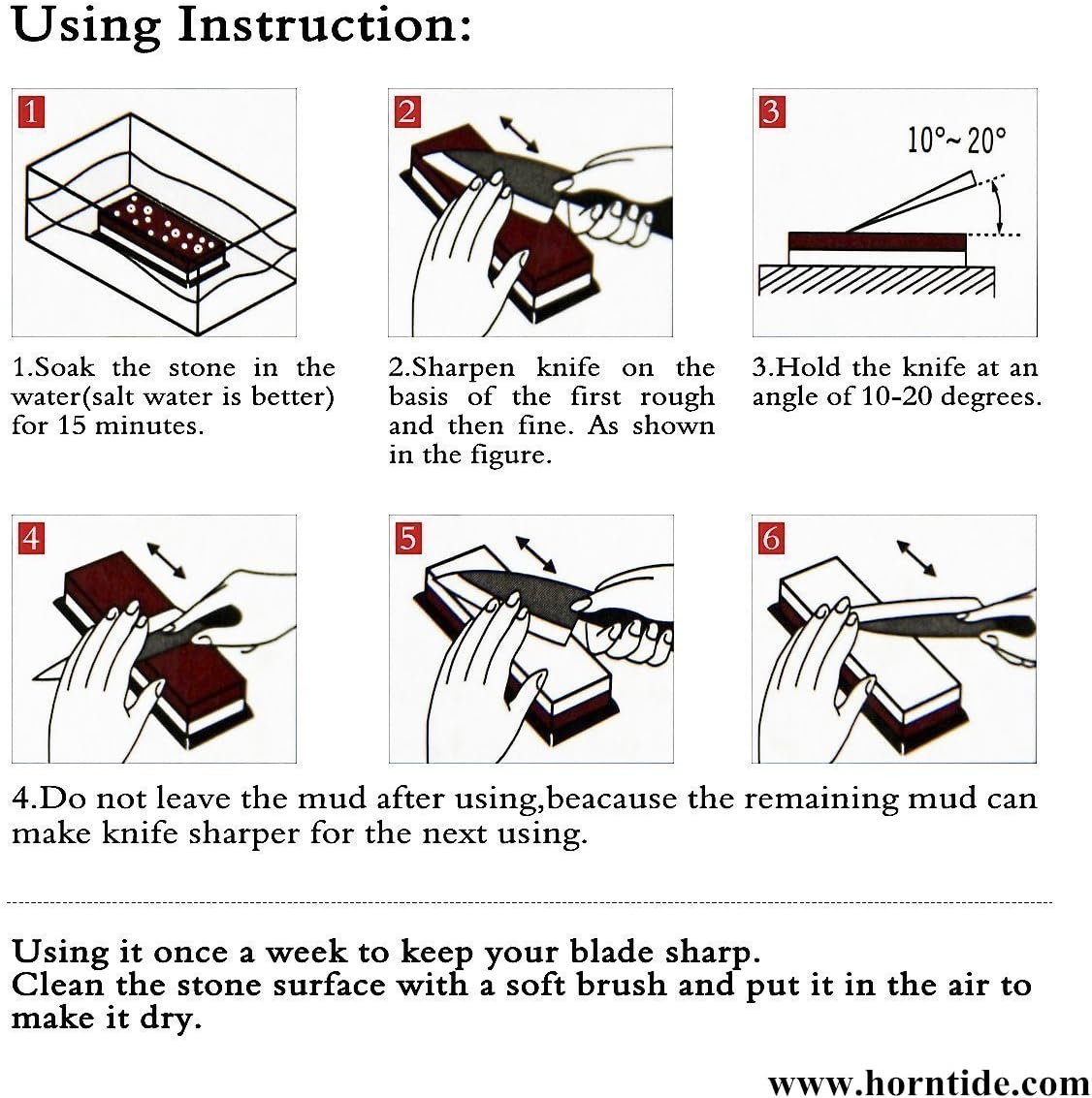 1000/4000 Grit Combination Whetstone, Two-Sided Knife Sharpener, 7-Inch Sharpening Stone, Plastic Stand Included