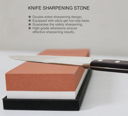 1000/4000 Grit Combination Whetstone, Two-Sided Knife Sharpener, 7-Inch Sharpening Stone, Plastic Stand Included