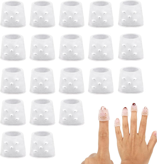 20pcs Anti Skin Picking Finger Covers, Reusable Finger Tip Cots Sleeve Protectors Caps with Breathable Holes Nail Skin Picking Prevention Fingertip Gloves Guard for Cracked Hands & Hangnails (Clear)
