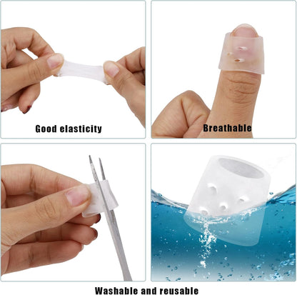 20pcs Anti Skin Picking Finger Covers, Reusable Finger Tip Cots Sleeve Protectors Caps with Breathable Holes Nail Skin Picking Prevention Fingertip Gloves Guard for Cracked Hands & Hangnails (Clear)