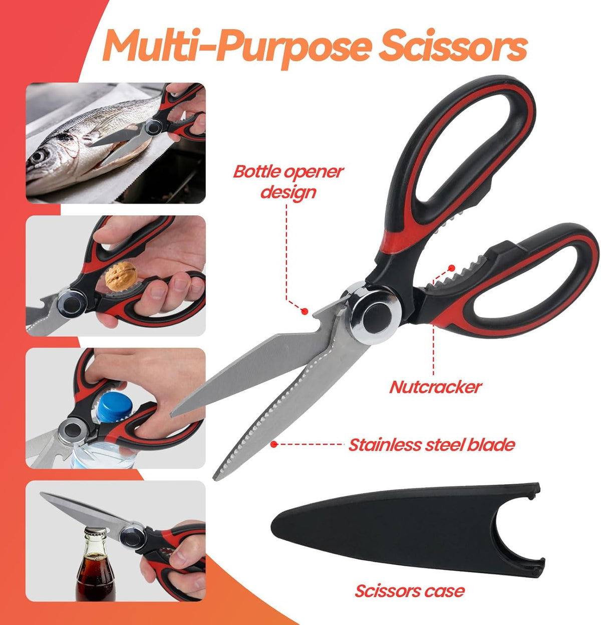 Fish Cleaning Kit 7pcs with Fillet Knife for Fish, Cut-Resistant Gloves, Fishing Scale Brush, Fishbone Twaeezers, Multi-Purpose Scissors, Knife Sharpening Stone with Storage Bag