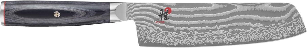 Miyabi Kaizen II Japanese 6.5-inch Nakiri Knife, Vegatable Knife, Black Pakkawood Handle, 48-Layer Flower Damascus Pattern, Handrafted in Seki, Japan