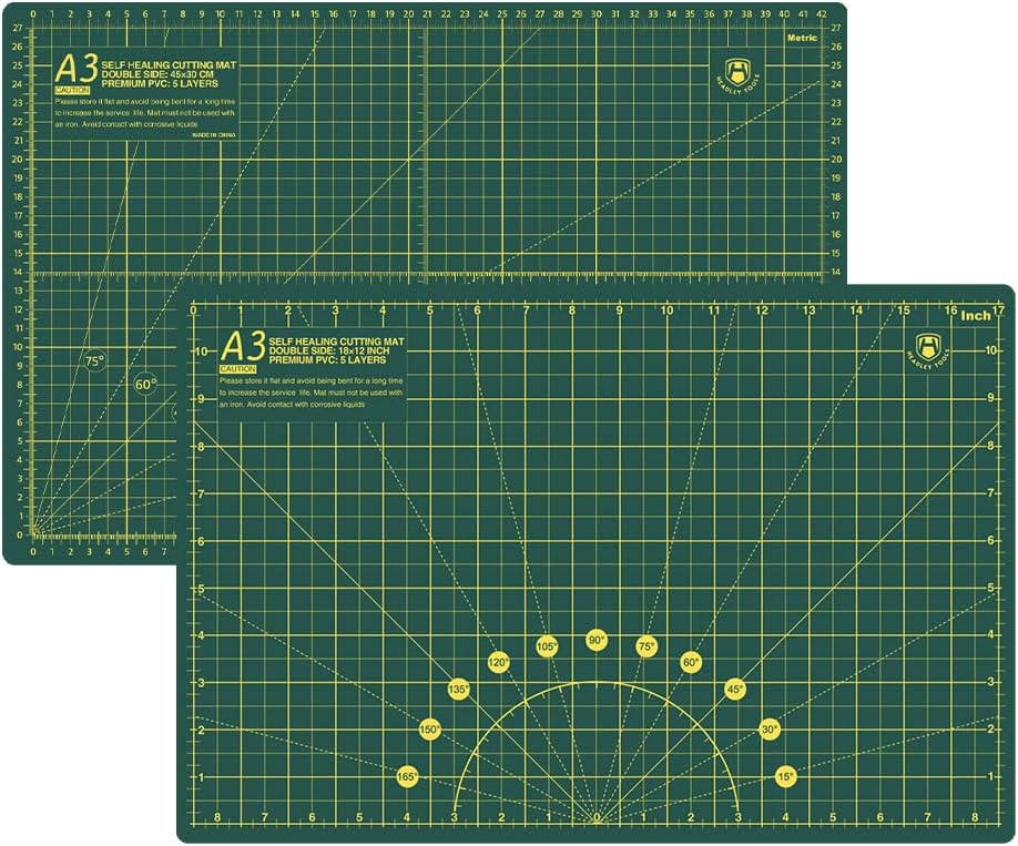 18"x12" Thickened Self Healing Cutting Mat, A3 Rotary Cutting Sewing Mat for Crafts, Double Sided 5-Ply Table Cutting Board for Fabric Quilting Art Hobby Project, Pink/Purple