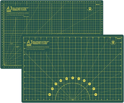 18"x12" Thickened Self Healing Cutting Mat, A3 Rotary Cutting Sewing Mat for Crafts, Double Sided 5-Ply Table Cutting Board for Fabric Quilting Art Hobby Project, Pink/Purple