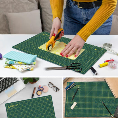 18"x12" Thickened Self Healing Cutting Mat, A3 Rotary Cutting Sewing Mat for Crafts, Double Sided 5-Ply Table Cutting Board for Fabric Quilting Art Hobby Project, Pink/Purple