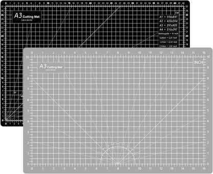 18"x12" Thickened Self Healing Cutting Mat, A3 Rotary Cutting Sewing Mat for Crafts, Double Sided 5-Ply Table Cutting Board for Fabric Quilting Art Hobby Project, Pink/Purple