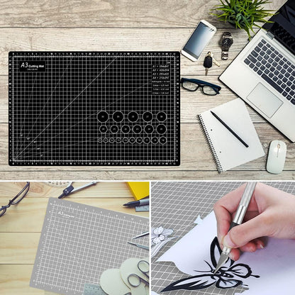 18"x12" Thickened Self Healing Cutting Mat, A3 Rotary Cutting Sewing Mat for Crafts, Double Sided 5-Ply Table Cutting Board for Fabric Quilting Art Hobby Project, Pink/Purple